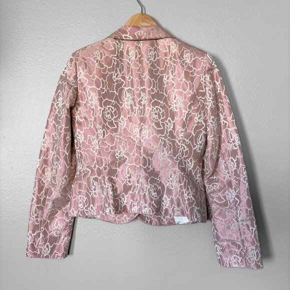 Armani Collezioni Floral Print Brocade Cropped Blazer Size 4 Vintage 90s - Picture 7 of 13